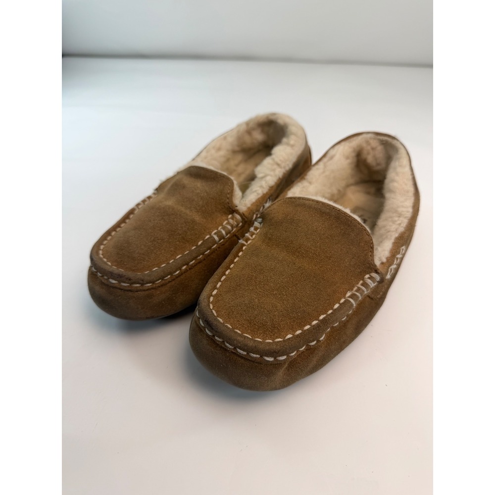 UGG Ansley Suede Moccasin Slippers Chestnut Brown Women 7 3312